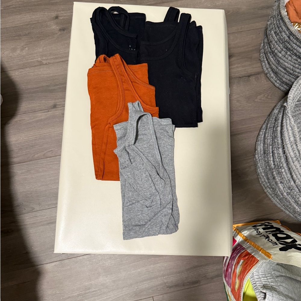 Set of four a new day Women's Tank Tops - 2 Black, Orange, Gray